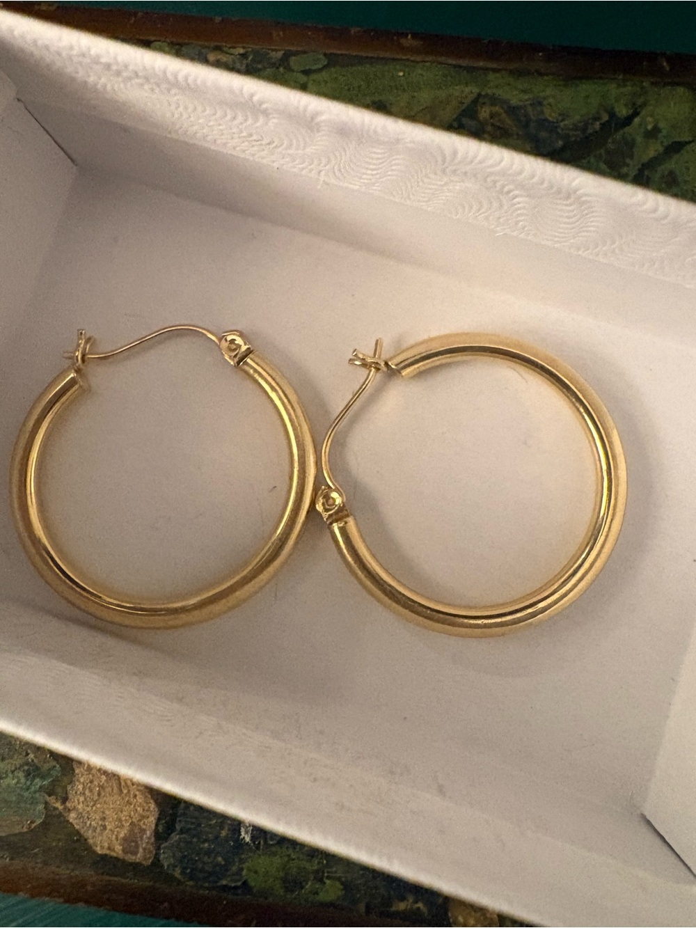 14k Yellow Gold Hoop Earrings - Classic Women's Hoop Earrings - Picture 2 of 5